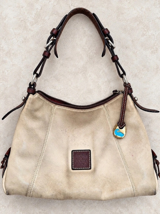 Dooney & Bourke Handbags - Dooney & Bourke Vintage Cream Hobo Shoulder Bag Medium Women Y2K Boho Luxury